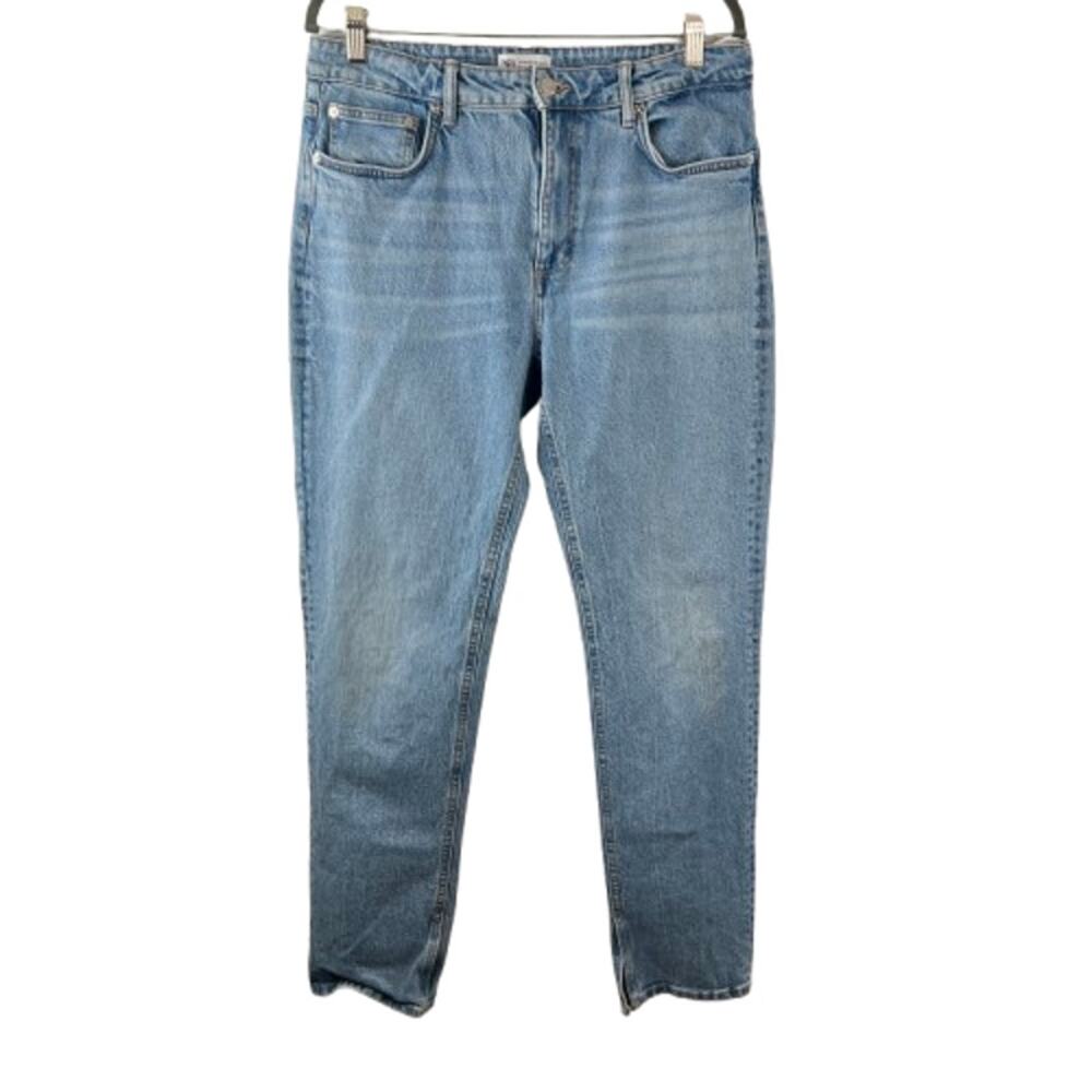 ZARA Blue Jeans Denim High-Rise Skinny Leg Split Hem Classic Zip Fly Size 8 40